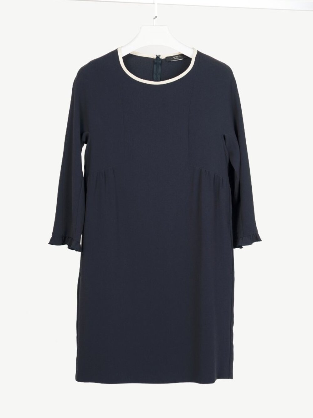 Weekend Max Mara Navy Crepe Ruffle-Cuff Dress